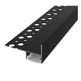 Profil LED Treapta Incastrat 2m Tile-Edge Negru cu Dispersor Opal - LP407B Profil LED Treapta Incastrat 2m Tile-Edge Negru cu Dispersor Opal - LP407B