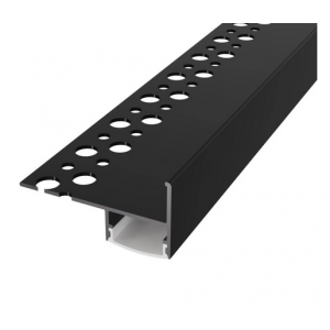 Profil LED Treapta Incastrat 2m Tile-Edge Negru cu Dispersor Opal - LP407B