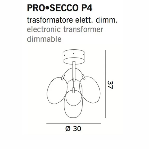PLAFONIERA MURANO PROSECCO P4 - design Oriano Favaretto