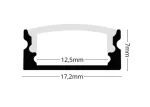 Profil LED Aparent 2m 17.2mm Aluminiu Silver cu Dispersor Opal 101AL