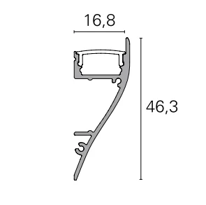 Profil LED Arhitectural 2m Aluminiu cu Dispersor Opal Sus-Jos - PRO2120