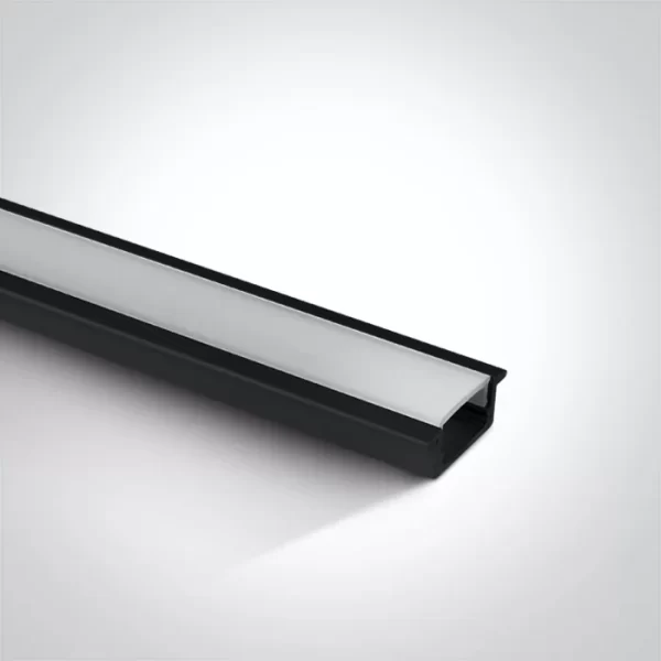 Profil LED Incastrat 2m 23mm Negru cu Dispersor Alb Opal- 7902R