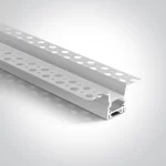 Profil LED Incastrat Trimless Rigips 2m 23mm Aluminiu cu Dispersor Opal si 2 Capete - 7903TR