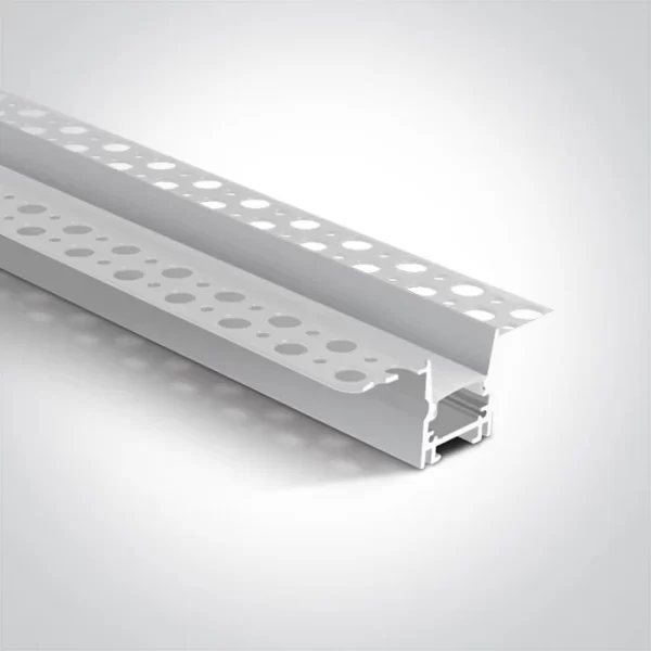 Profil LED Incastrat Trimless Rigips 2m 23mm Aluminiu cu Dispersor Opal si 2 Capete - 7903TR