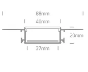 Profil LED Incastrat Trimless Rigips 2m 40mm Aluminiu cu Dispersor Opal - 7906TR