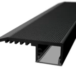 Profil LED Treapta Aparent 2m Aluminiu Negru cu Dispersor si Rizuri Antiderapante - LP402B