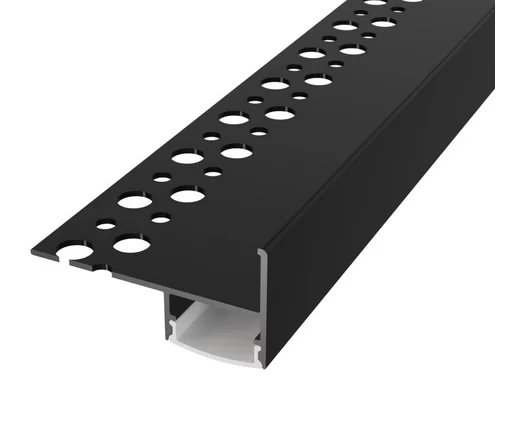 Profil LED Treapta Incastrat 2m Tile-Edge Negru cu Dispersor Opal - LP407B