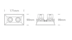 SPOT INCASTRAT LED 2x11W SQUARE ORIENTABIL 51211C WHITE