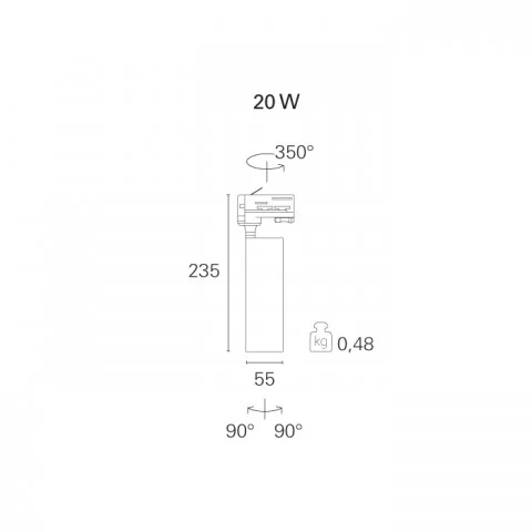 SPOT SINA 230V LED 20W SLIM BLACK