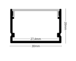 Profil LED Aparent 2m 30x20mm Aluminiu Negru cu Dispersor Opal LP107B - imagine 2