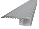 Profil LED Treapta Aparent 2m Aluminiu Silver cu Dispersor Opal si Rizuri - LP402S
