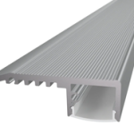 Profil LED Treapta Aparent 2m Aluminiu Silver cu Dispersor Opal si Rizuri - LP402S