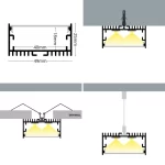 Profil LED Aparent 2m 49x25mm Aluminiu Negru cu Dispersor Opal LP122B - imagine 3