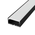 Profil LED Aparent 2m 49x25mm Aluminiu Negru cu Dispersor Opal LP122B