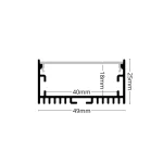 Profil LED Aparent 2m 49x25mm Aluminiu Negru cu Dispersor Opal LP122B - imagine 2